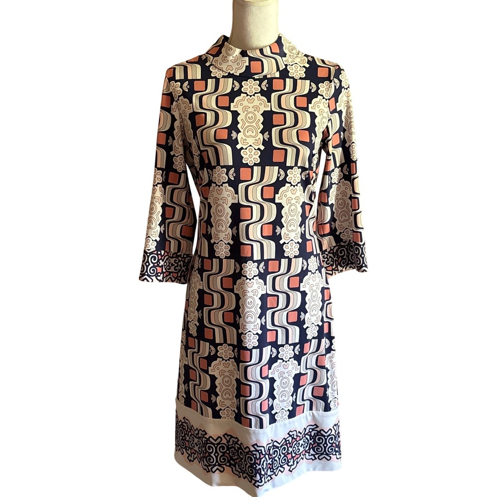 J.McLaughlin Mock Neck Shift Dress Small, 60s style, resort, travel, mod, preppy